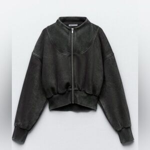 New Zara Chic Black Bomber Jacket for Women